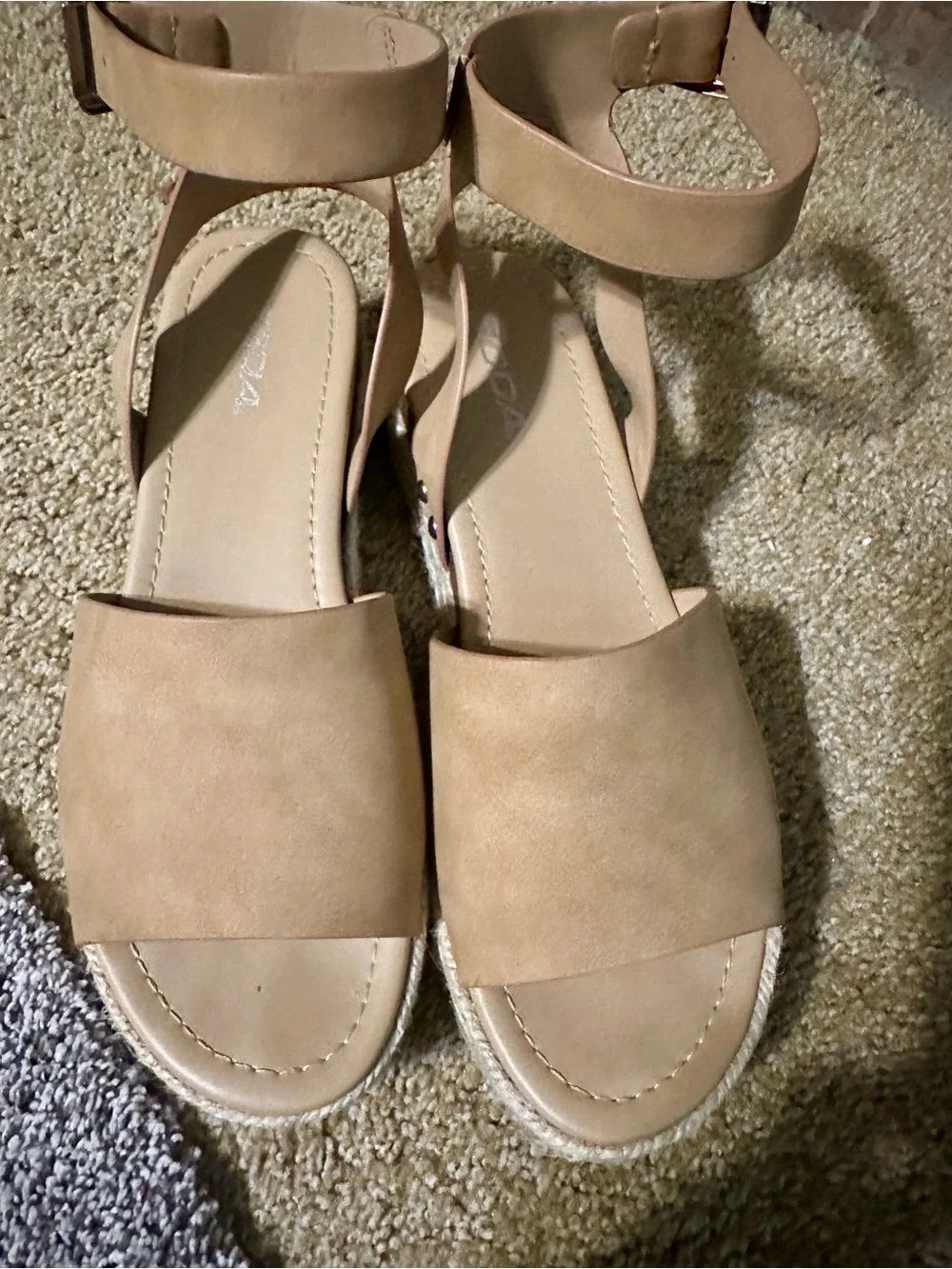 Soda Tan Espadrille Platform Sandals with Ankle Strap